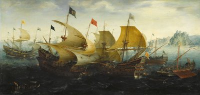 The Battle of Cadiz (Dutch and English Ships Attack the Spanish Armada) by Aert Anthonisz