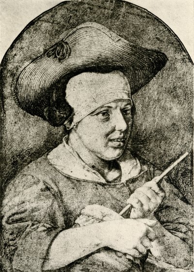 Woman with Straw Hat and Rommelpot by Aert Cosyn