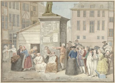 Square with Monks and Nuns During the Revolution in Belgium, October 20, 1787 by Aert Schouman (signed by artist)