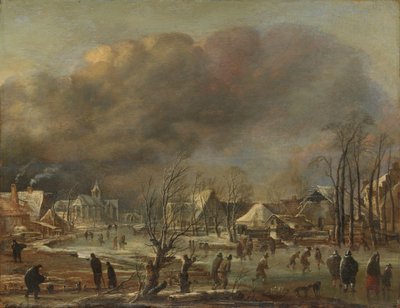 Winter Landscape with Church and Farmhouses by Aert van der Neer (manner of)