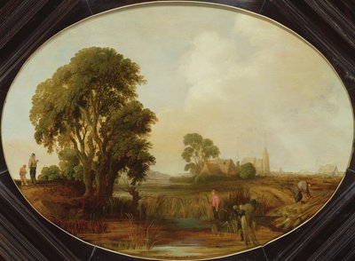 A Landscape with Reedcutters by Aert van der Neer