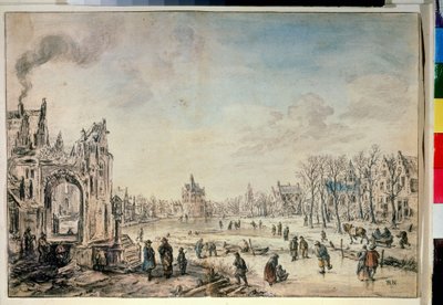 Winter Landscape with Skaters by Aert van der Neer