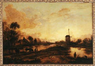 Sunset on the Yssel, ca. 1645 by Aert van der Neer