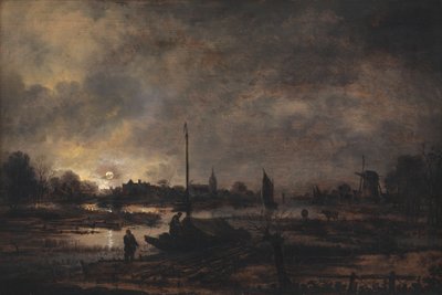 The Moon Rising over a Village by Aert van der Neer
