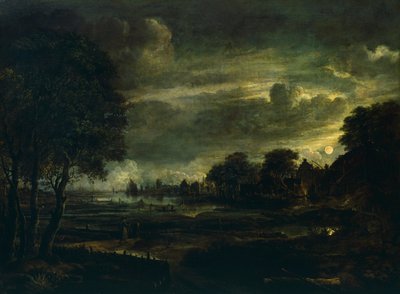 Village in Moonlight by Aert van der Neer