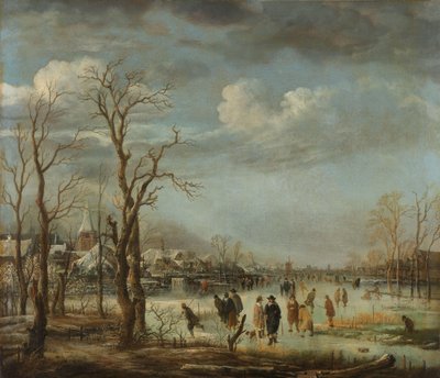 Winter Landscape near a Town with Bare Trees by Aert van der Neer