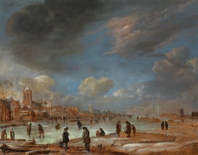 Winter Landscape near a Town with Kolf Players by Aert van der Neer