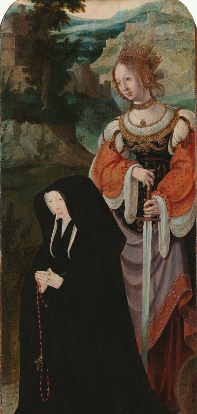 The Raising of Lazarus (Inner Right Wing of a Triptych with the Female Donor and St Catherine) by Aertgen Claesz van Leyden (attributed to)