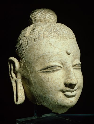 Head of a smiling Buddha, Greco-Buddhist style, from Afghanistan by Afghan School