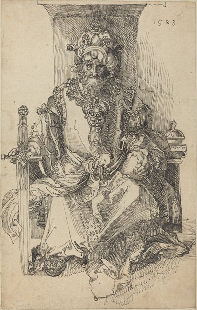 An Oriental Ruler Seated on His Throne by After Albrecht Dürer