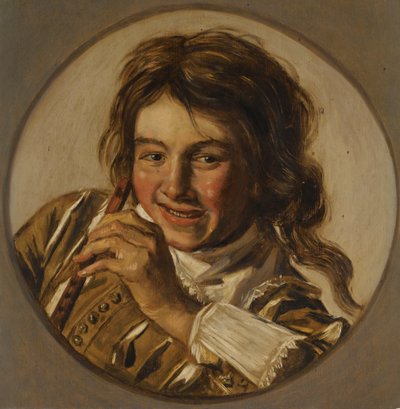 Laughing boy with a flute by After Frans Hals