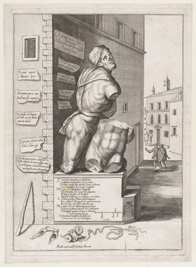 Statue of Pasquin in the House of Cardinal Ursino by After Nicolas Beatrizet.