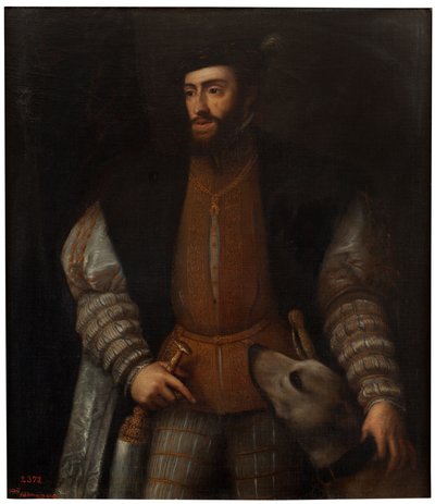 The Emperor Charles V with a Dog by after Titian