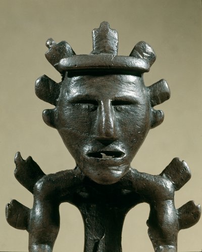 Prehistory: bronze warrior figurine of the Tresor of Galic. 1500 BC. Bronze Age. Moscow, State Historical Museum by Age Bronze
