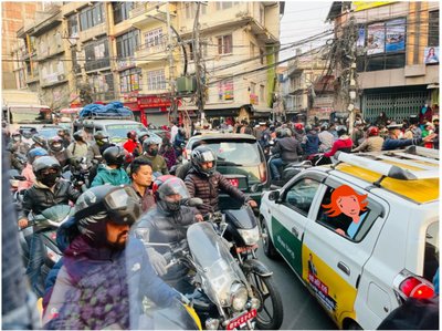 Traffic in Kathmandu, 2023 by Agnes Girardon
