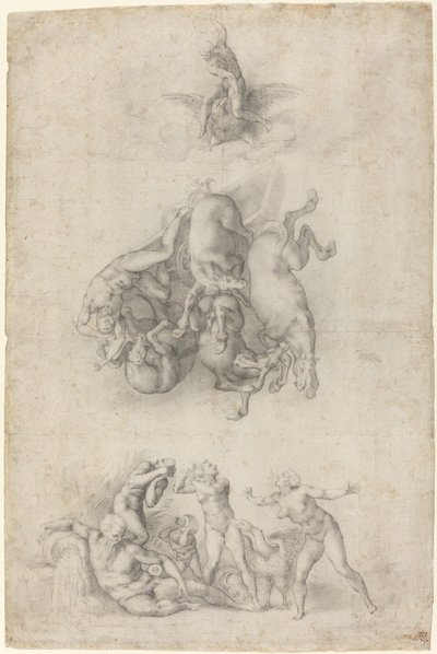 The Fall of Phaethon by Agnolo Bronzino or Giulio Clovio after Michelangelo