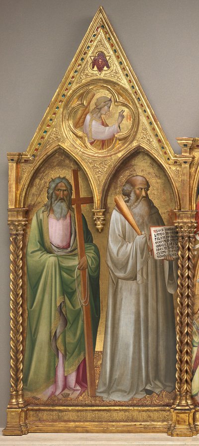 Saint Andrew and Saint Benedict with the Archangel Gabriel by Agnolo Gaddi