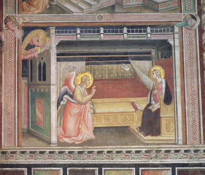 The Annunciation (detail) from the cycle of The Life of the Virgin and the Sacred Girdle, from the Cappella della Sacra Cintola by Agnolo Gaddi