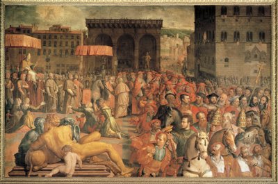 Pope Leo X returning to Florence after his election by Agnolo Bronzino