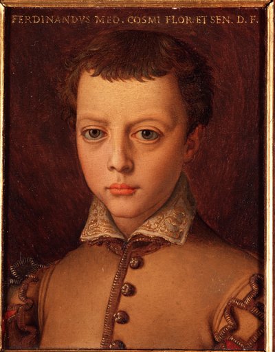 Portrait of Ferdinand I of Medicis as a young boy by Allori Angelo di Cosimo dit Bronzino by Agnolo Bronzino