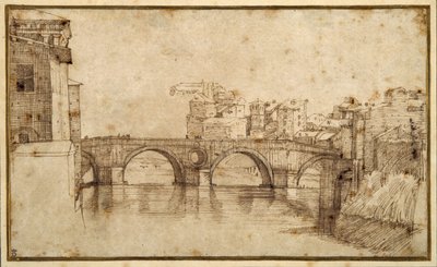 The Isola Tiberiana, Rome by Agostino (attr. to) Carracci