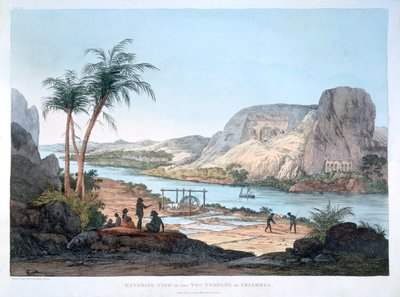 Exterior View of the Two Temples at Ybsambul, Egypt by Agostino Aglio