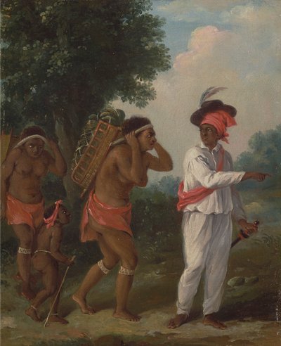 West Indian Man of Color, Directing Two Carib Women with a Child by Agostino Brunias