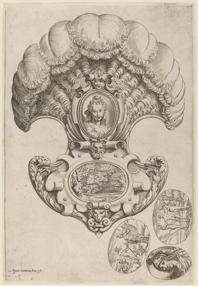 A Headpiece in the Form of a Fan by Agostino Carracci