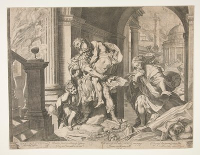 Aeneas and His Family Fleeing Troy by Agostino Carracci