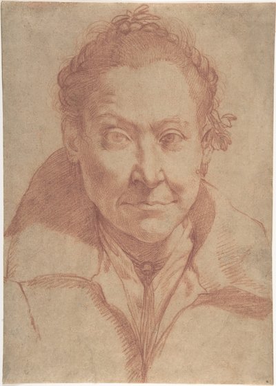 Bust-Length Portrait of a Woman (recto); Bust-Length Study of a Girl (verso) by Agostino Carracci