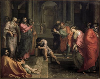 Jesus Christ and the woman taken in adultery by Agostino Carracci