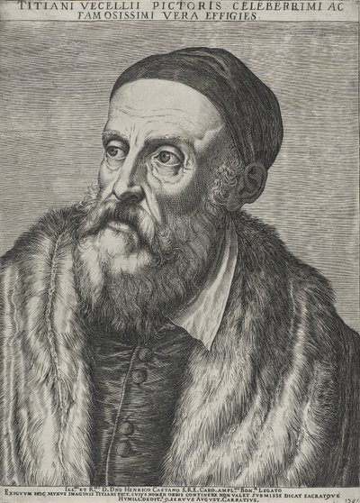 Portrait of Titian, 1587 (engraving on laid paper with watermark) by Agostino Carracci