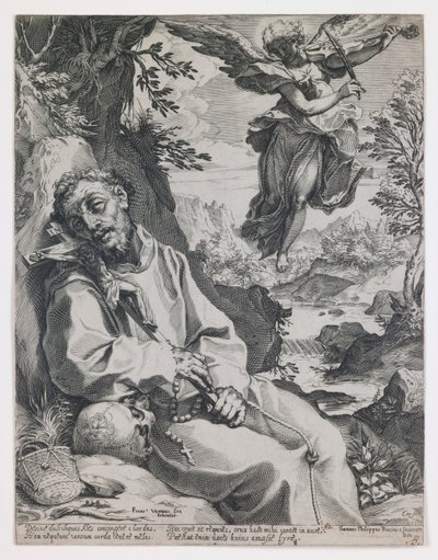 Saint Francis Consoled by the Musical Angel by Agostino Carracci