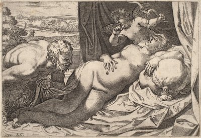 Satyr and Nymph by Agostino Carracci