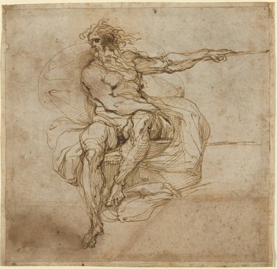 Seated Male Nude by Agostino Carracci