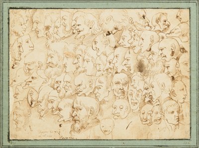 Sheet of Caricature Heads by Agostino Carracci