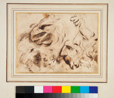 Sheet of Studies with the Head of an Eagle and Men