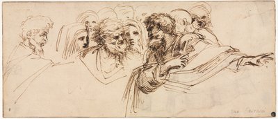 Study of Heads (recto) by Agostino Carracci