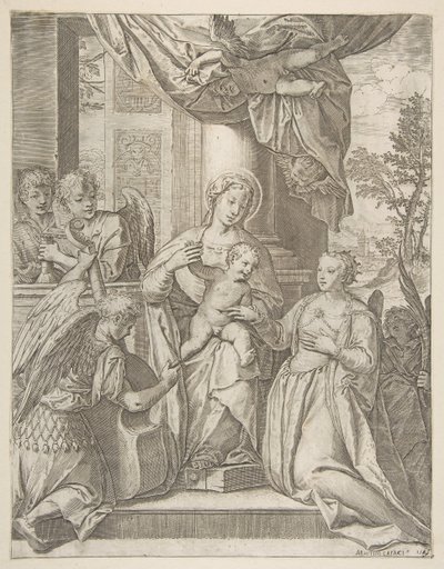 The Mystic Marriage of Saint Catherine (detail) by Agostino Carracci