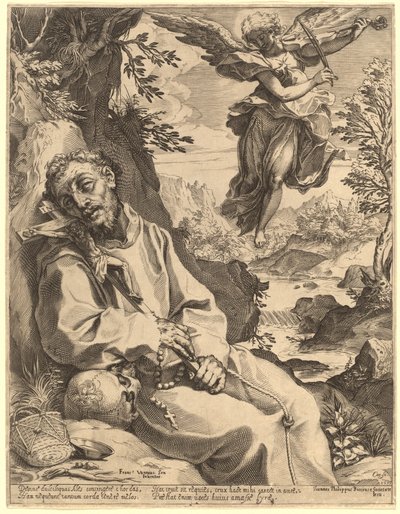 Saint Francis Consoled by the Musical Angel by Agostino Carracci after Francesco Vanni