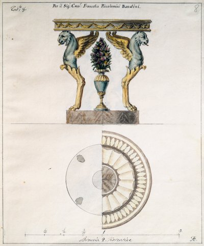 Coffee Table Designed by Agostino Fantastici for Francesco Piccolomini Bandini by Agostino Fantastici