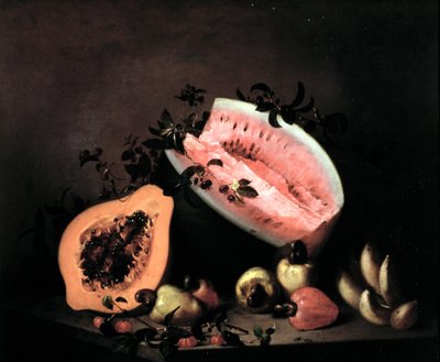 Still Life of Papaya, Watermelon and Cashew by Agostinho Jose da Mota