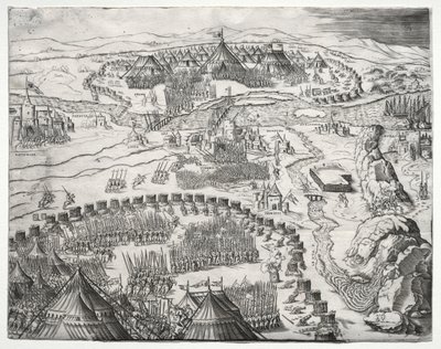 The Position and Camp of the Armies of Charles V and Soliman II, 1532 by Agostino Musi