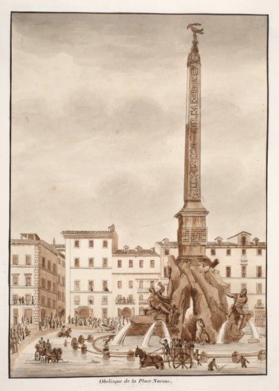 The Piazza Navona Obelisk, 1833 by Agostino Tofanelli