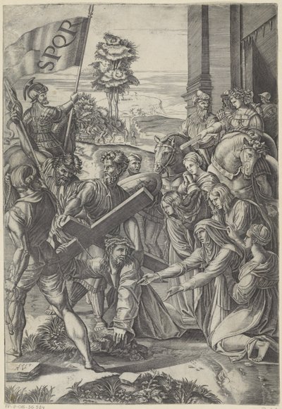 Christ Collapses Under the Weight of the Cross by Agostino Veneziano