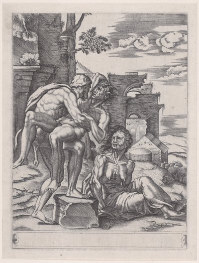 Hercules and Antaeus by Agostino Veneziano
