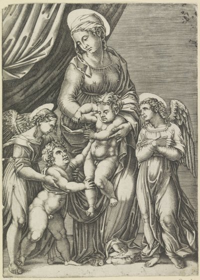 Mary with Child and the Young John the Baptist by Agostino Veneziano