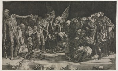 Skeletons, also known as Allegory of Death and Fame by Agostino Veneziano