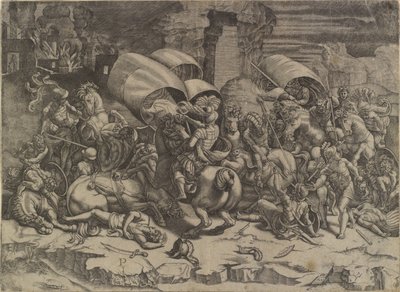 The Battle Between Scipio Africanus and the Carthaginians ("The Battle with the Cutlass") by Agostino Veneziano