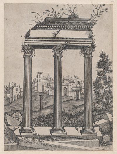 Speculum Romanae Magnificentiae: Temple of Antoninus and Faustina by Agostino Veneziano.